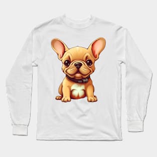 Cute Cartoon Fawn French Bulldog Puppy Long Sleeve T-Shirt